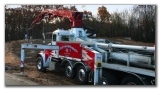 jde red peterbuilt putzmeister concrete pump truck